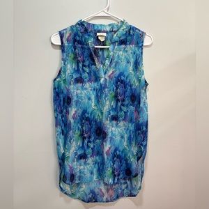 Sleeveless Blue Floral Women's Top